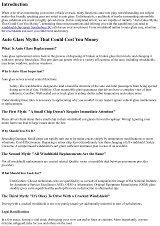 Auto Glass Myths That Could Cost You Money