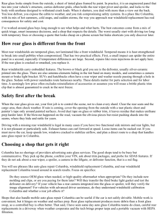 Rear Windshield Replacement in Columbia: Safety and Savings Tips