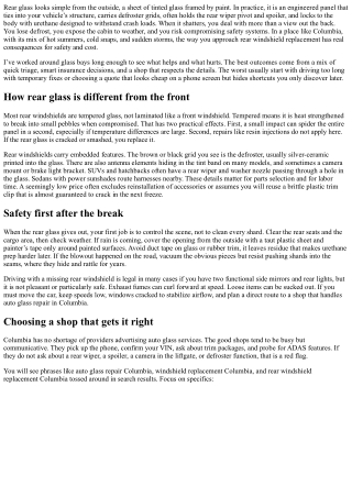 Rear Windshield Replacement in Columbia: Safety and Savings Tips