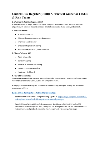 Unified Risk Register