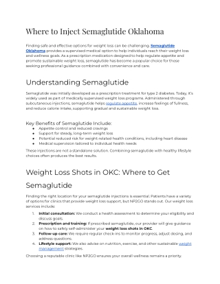 Where to Inject Semaglutide Oklahoma