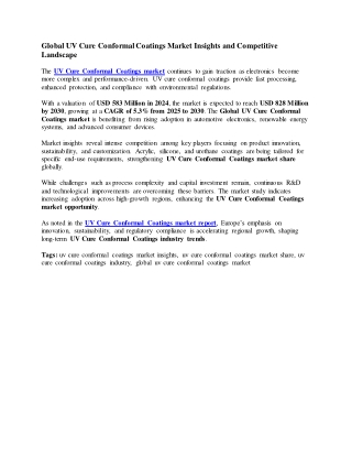 Global UV Cure Conformal Coatings Market Insights and Competitive Landscape