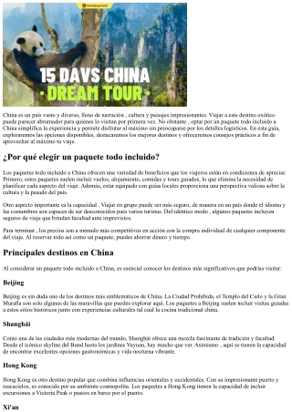 Guía completa de packs con todos los servicios hacia China