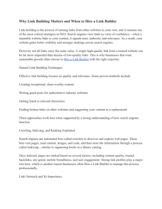 Why Link Building Matters and When to Hire a Link Builder