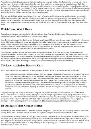 Party Boat Rentals Austin TX: BYOB Rules and Regulations