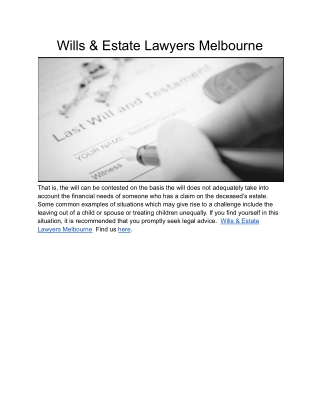 Wills & Estate Lawyers Melbourne