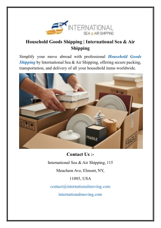 Household Goods Shipping International Sea & Air Shipping