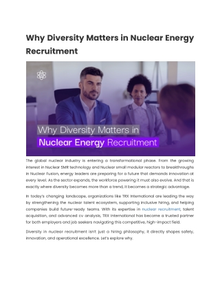 Why Diversity Matters in Nuclear Energy Recruitment