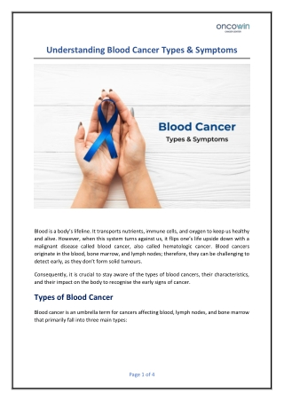 Understanding Blood Cancer Types & Symptoms