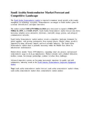 Saudi Arabia Semiconductor Market Forecast and Competitive Landscape