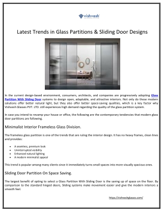 Latest Trends in Glass Partitions & Sliding Door Designs