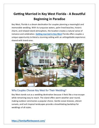 Getting Married in Key West Florida - A Beautiful Beginning in Paradise