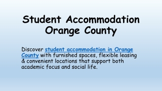 Student Accommodation Orange County