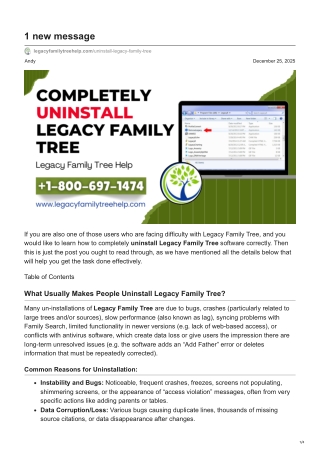 uninstall legacy family tree