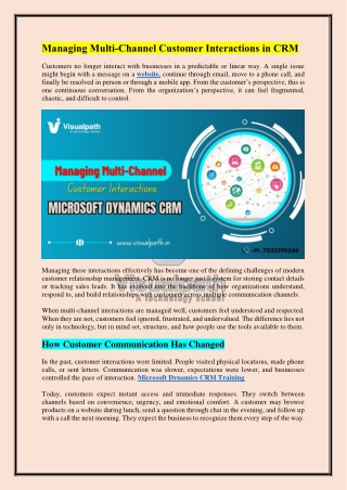 Dynamics CRM Online Training & Microsoft Dynamics CRM Training