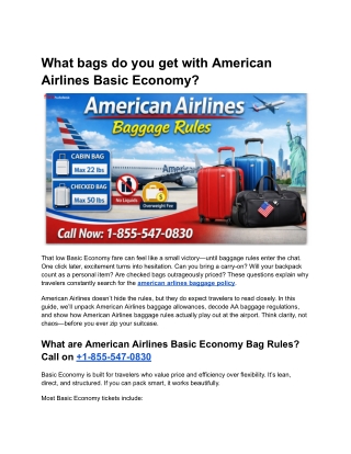 What bags do you get with American Airlines Basic Economy