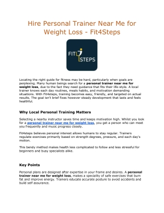 Hire Personal Trainer Near Me for Weight Loss - Fit4Steps