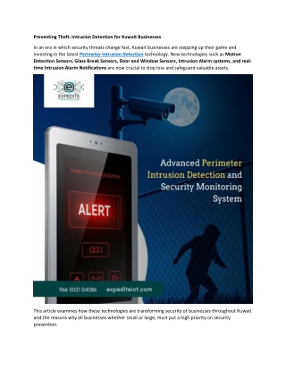 Preventing Theft Intrusion Detection for Kuwait Businesses