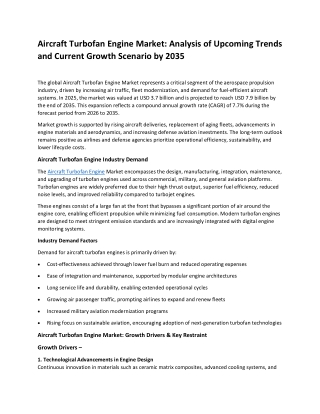 Aircraft Turbofan Engine Market Share: Key Trends