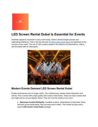 LED Screen Rental Dubai Is Essential for Events