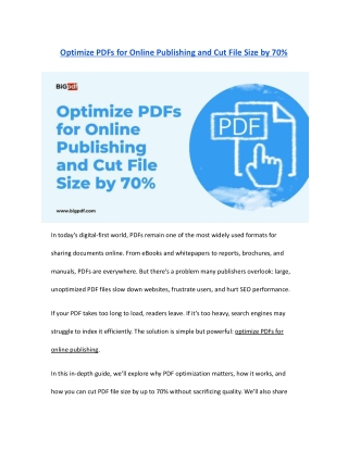 Optimize PDFs for Online Publishing and Cut File Size by 70%