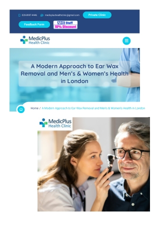 A Modern Approach to Ear Wax Removal and Men’s & Women’s Health in London