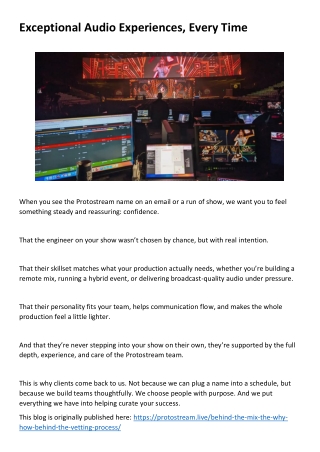 Exceptional Audio Experiences, Every Time