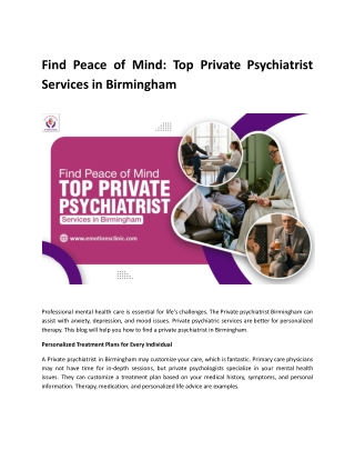 Find Peace of Mind Top Private Psychiatrist Services in Birmingham.docx