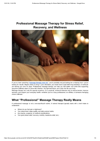 Professional Massage Therapy for Stress Relief, Recovery, and Wellness