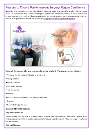 Reasons to Choose Penile Implant Surgery