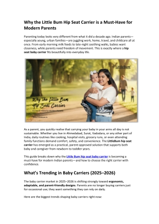 Why the Little Bum Hip Seat Carrier is a Must-Have for Modern Parents