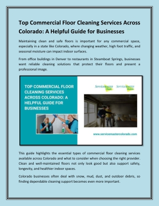 Top Commercial Floor Cleaning Services Across Colorado A Helpful Guide for Businesses