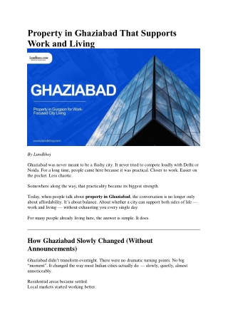 Property in Ghaziabad That Supports Work and Living
