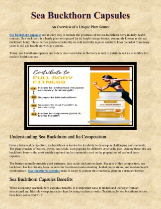 Order Sea Buckthorn Capsules Online for Herbal Nutrition & Wellness Support