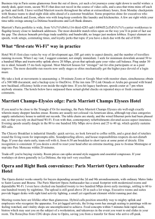 Business-Friendly Stays: Best Marriott Hotels in Paris with Great Wi‑Fi