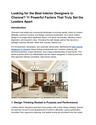 Looking for the Best Interior Designers in Chennai 11 Powerful Factors That Truly Set the Leaders Apart