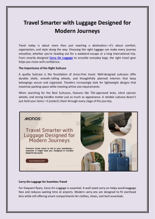 Travel Smarter with Luggage Designed for Modern Journeys