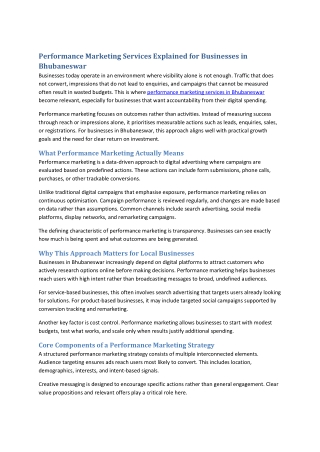 Performance Marketing Services Explained for Businesses in Bhubaneswar