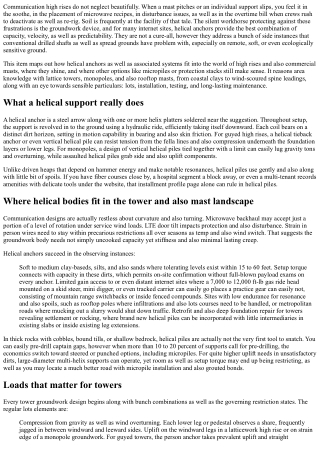 Helical Anchors for Interaction Towers and also Commercial Masts