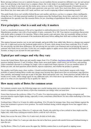 Botox Pricing Per Unit: What Influences Cost and How to Compare