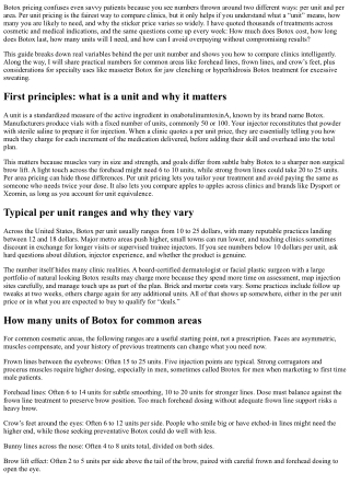 Botox Pricing Per Unit: What Influences Cost and How to Compare