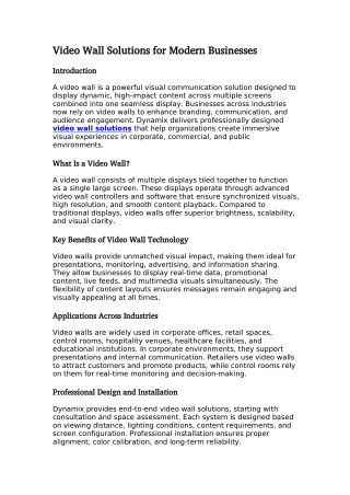 Video Wall Solutions for Modern Businesses