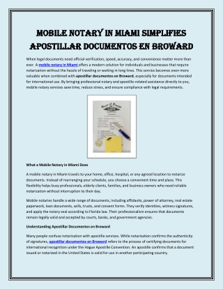 Mobile Notary in Miami Simplifies Apostillar Documentos en Broward