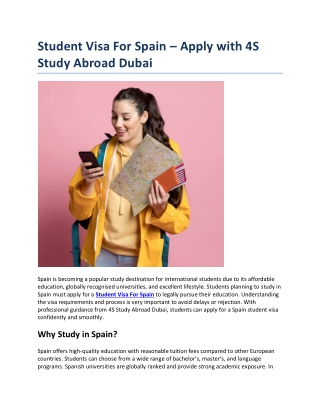 Student Visa For Spain – Apply with 4S Study Abroad Dubai
