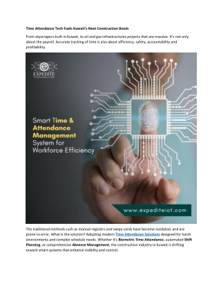 Time Attendance Tech Fuels Kuwait’s Next Construction Boom