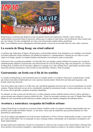 Un viaje lleno de matiz, sabor y  proceso  para Hong Kong