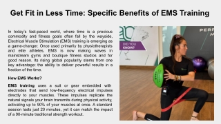 Get Fit in Less Time: Specific Benefits of EMS Training