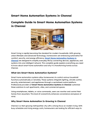 Smart Home Automation Systems in Chennai