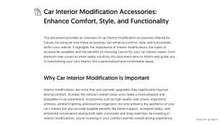 Premium Car Interior Accessories & Modification Services