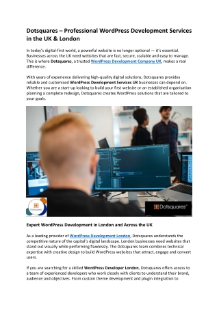 Dotsquares – Professional WordPress Development Services in the UK & London